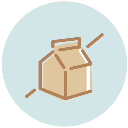 A milk carton icon stylized with a line through it